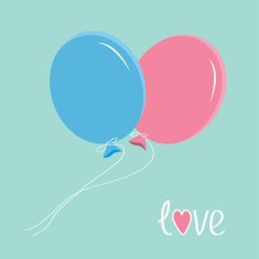 Blue and pink balloons Love card