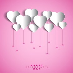 Paper Hearts balloonsr With Shadow - vector illustration Postcard