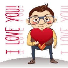 Greeting card with boy for Valentine's day N2