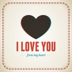 I love you message vintage retro vector background N2