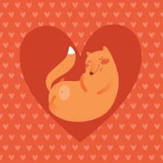 Valentine's day card design with cute fox N2
