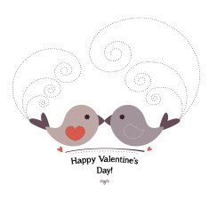 Valentin`s Day card with birds