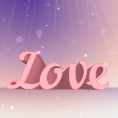 Realistic 3d pink Love sign Typography card N2