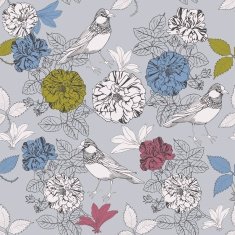 Birds and blooming roses N2
