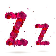 Letter z made from hearts Love alphabet