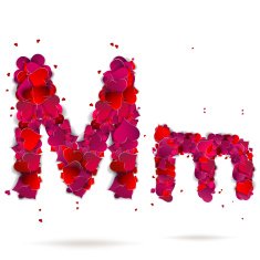 Letter m made from hearts Love alphabet