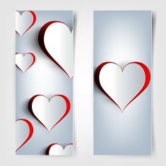 Valentines day Abstract cards with paper hearts N3