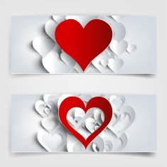 Valentines day Abstract cards with paper hearts N5