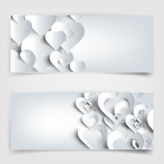 Valentines day Abstract cards with paper hearts N6