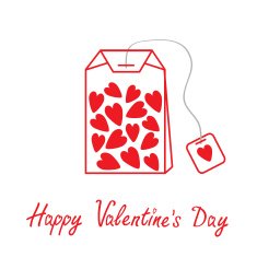 Teabag with hearts Happy Valentines Day card
