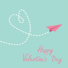 Origami paper plane Dash heart in the sky Valentines Day N2