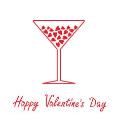 Martini glass with hearts inside Happy Valentines Day card