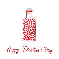 Love bottle with hearts inside Happy Valentines Day card N2