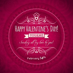 red valentines day greeting card with heart flower and wishes