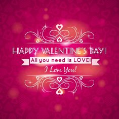 pink valentines day greeting card with hearts