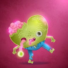 Happy Valentines card with zombie heart N4