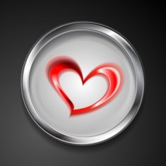 Abstract button with love symbol