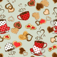 Seamless pattern of teacups and cookies N2