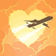Plane flies through the clouds in shape of heart