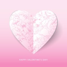 Paper Heart Love Card with Flower Pattern N2