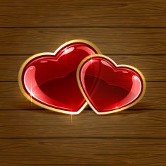 Two hearts on wooden background N2