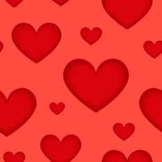 Red hearts suhlouettes vector seamless pattern