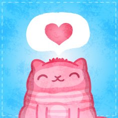 Happy Valentines card Cute cat with heart N3