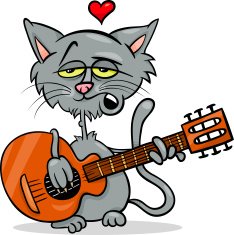 Cat in love cartoon illustration N2