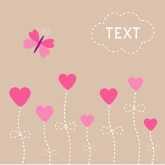 Vector love card Heart flowers Butterfly