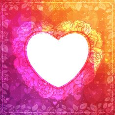 Valentine Day card with rose frame