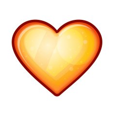 Golden shiny heart shape isolated on white