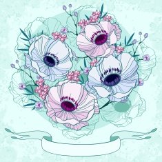 Anemone floral background invitation card N2
