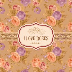 Postcard or background with vintage roses N2