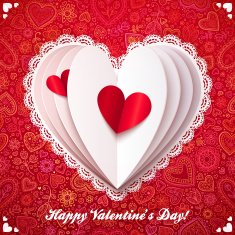 Red and white cutout paper vector heart N4