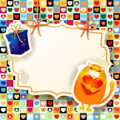 Sweet cat and gift custom background N2