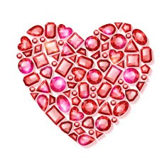 Heart collected of red gemstones N2