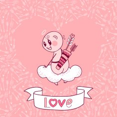 Valentine's Day card with a cute Cupid
