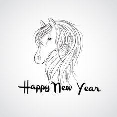 Christmas card with horse Vector illustration