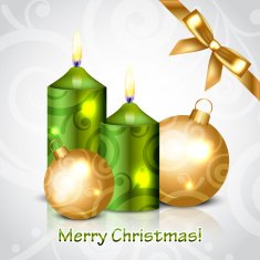 Vector Merry Christmas background with green candles