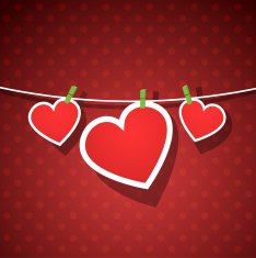 Paper hearts hanging from a rope N3