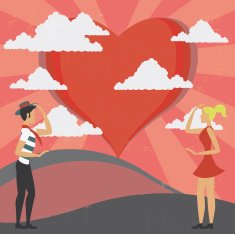 Man and woman staring the love on horizon N2