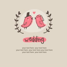 Cartoon wedding card with birds