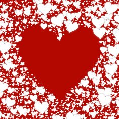 shape from different white hearts on red backgrounds Valentine's day