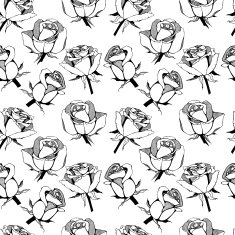 Vector pattern with hand drawn roses flowers
