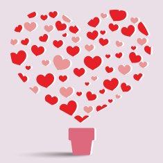 Vector of heart tree and letter "O"