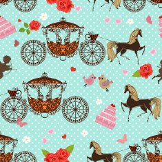 seamless texture horses with carriage N3