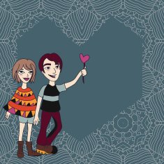 happy couple background with ornament and place for your text N2