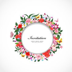 Round floral frame for your design N8
