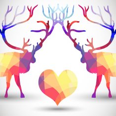 Silhouette a deer of geometric shapes with heart N2