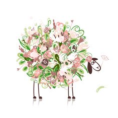 Cute sheep floral style for your design N2